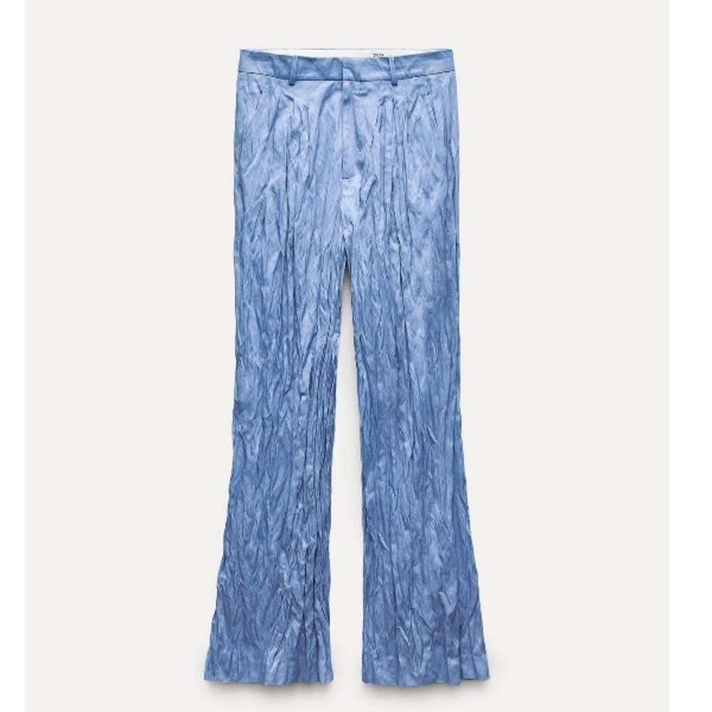 Zara blue wrinkled pleated pants